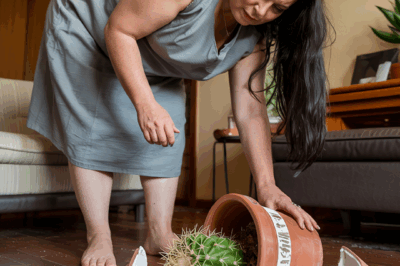 Mi esposo se fue de viaje de negocios a otra ciudad por un mes, y decidí trasladar su cactus favorito en una maceta a otro lugar, pero lo rompí sin querer mientras lo cargaba. Se me erizaron los pelos de punta al ver lo que vi dentro…