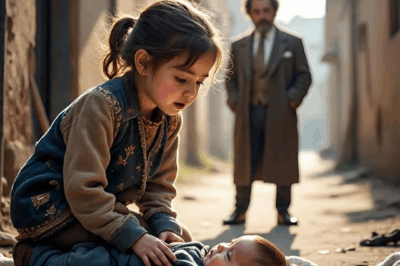 Niña abandonada salva a bebé, sin saber que es hijo de millonario – ¡La reacción del padre impacta!