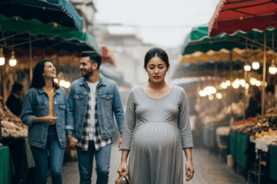 Near giving birth, my wife went shopping for her child alone, unexpectedly seeing her husband taking her to the market, she only sent a message that made him stand on the spot…