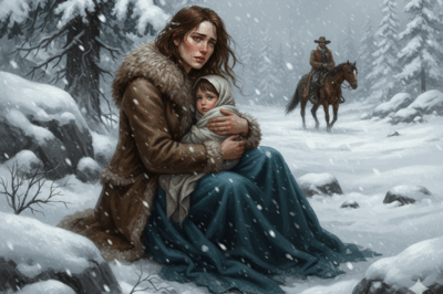 Mother lost on an icy path with her baby… A widowed farmer hears the crying and decides to do the unthinkable.