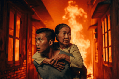 Amidst the flames, a brave young man rushed in to save the old lady. But before he passed out, he called out a name that left her speechless, unable to believe her eyes.