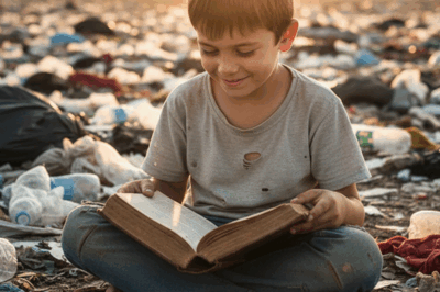 In a forgotten corner of Lagos, Nigeria, lived a boy named Tunde. He was ten years old, with huge eyes that seemed to absorb everything, and a pair of patched sandals that barely supported his steps. Every morning, while his neighbors ran to school with colorful backpacks, he walked in the opposite direction: to the garbage dump.