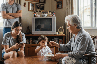Returning home from work, I immediately saw my mother holding the baby, hurriedly spoon-feeding rice, while my wife sat playing on her phone, laughing as if she had hit the jackpot.