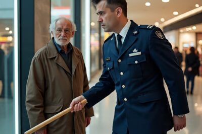“Señor, tiene que salir del centro comercial ahora mismo.” El guardia de seguridad bloqueó el paso al anciano con su bastón. Nadie imaginaba quién era realmente el hijo de Harold.